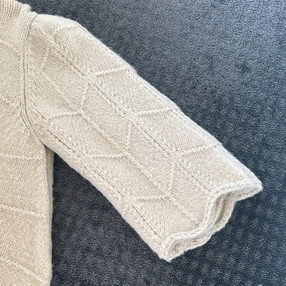 Chic Cream Sweater with Patterned Sleeves - Picture 5 of 6